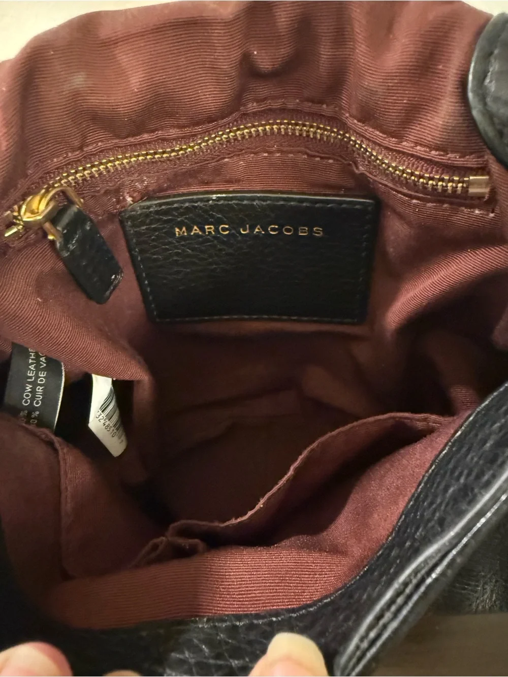 Marc Jacobs Black Leather Crossbody with Gold Hardware